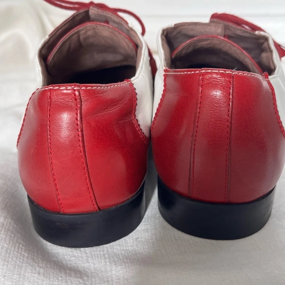 Vintage Georgio Brutini spectator red/white mens shoes *Needs heel caps* 10